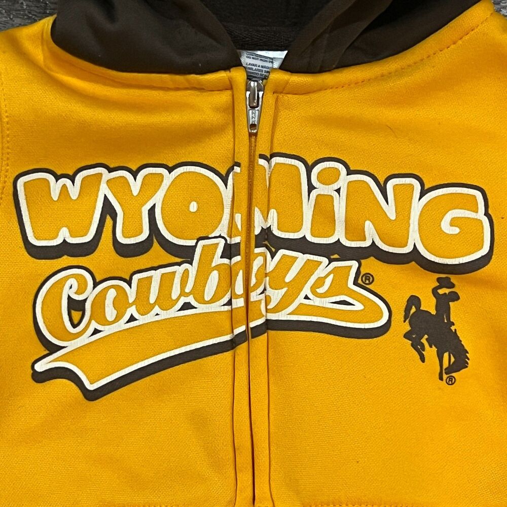 Pro Edge Wyoming Cowboys Infant Hoodie Yellow Brown Full Zip NCAA Baby 0-3M - Picture 2 of 4